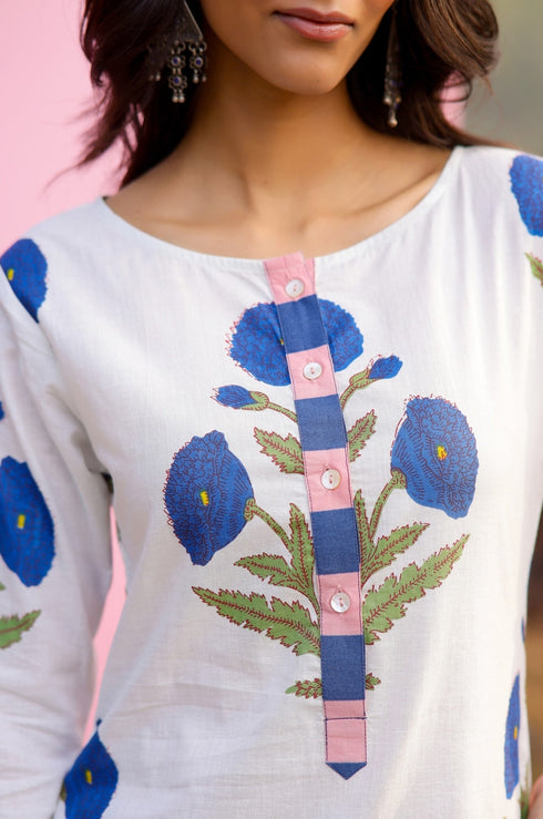 Abeer Red Poppy Straight Fit Kurta Pant Set